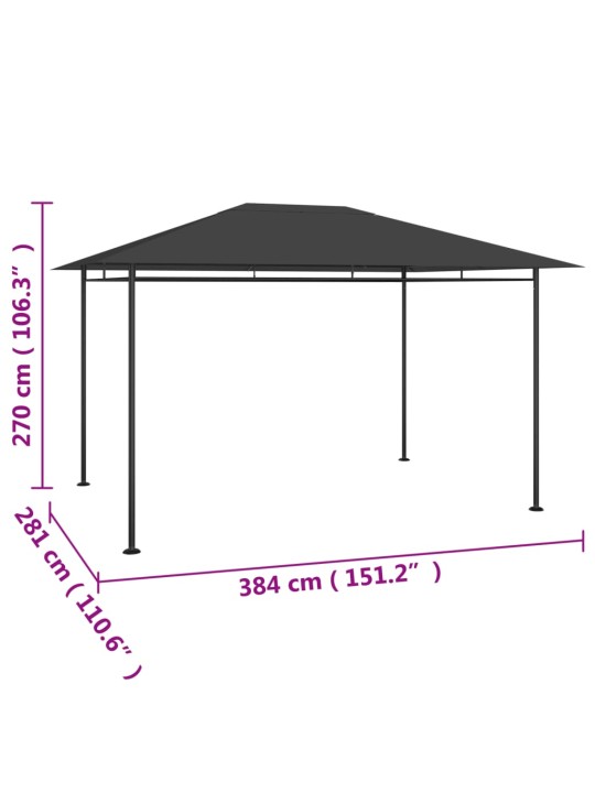 Huvimaja 384x281x270 cm antrasiitti 180 g/m²