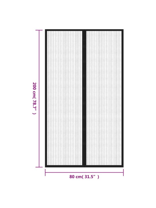 Hyönteisverhot oveen 2 kpl magneettikiinnitys musta 200x80 cm