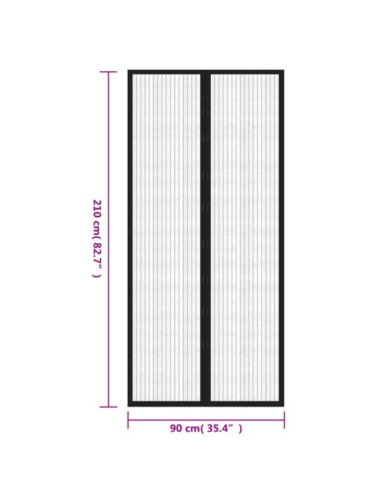 Hyönteisverhot oveen 2 kpl magneettikiinnitys musta 210x90 cm