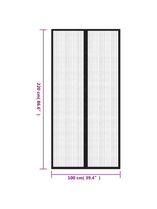 Hyönteisverhot oveen 2 kpl magneettikiinnitys musta 220x100 cm