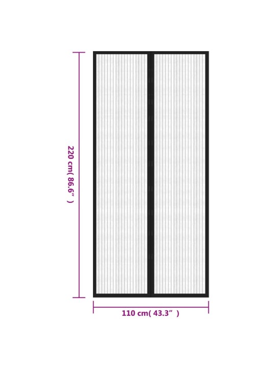 Hyönteisverhot oveen 2 kpl magneettikiinnitys musta 220x110 cm