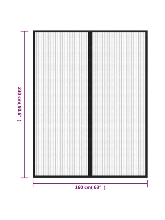 Hyönteisverhot oveen 2 kpl magneettikiinnitys musta 230x160 cm