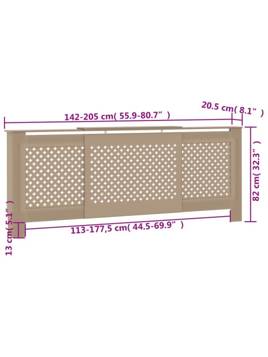 MDF lämpöpatterin suoja 205 cm