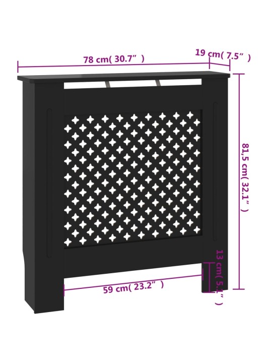 MDF lämpöpatterin suoja musta 78 cm