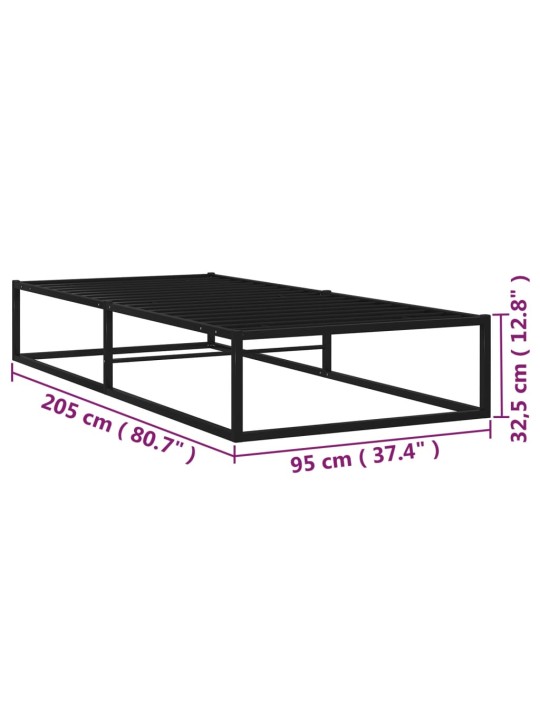 Sängynrunko musta metalli 90x200 cm