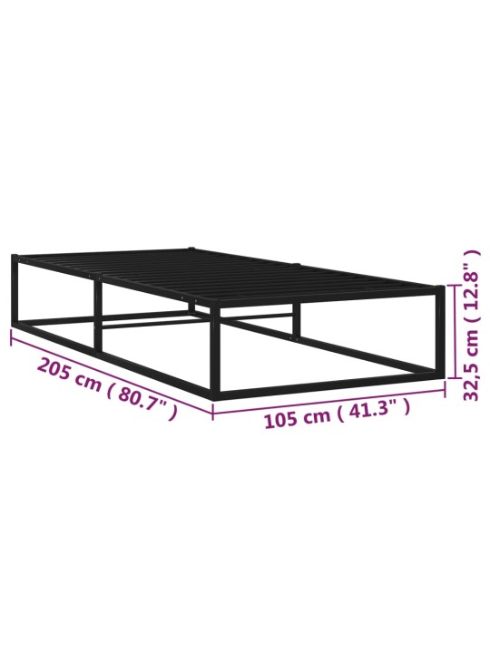 Sängynrunko musta metalli 100x200 cm
