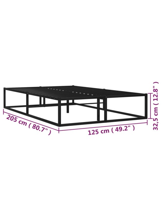 Sängynrunko musta metalli 120x200 cm