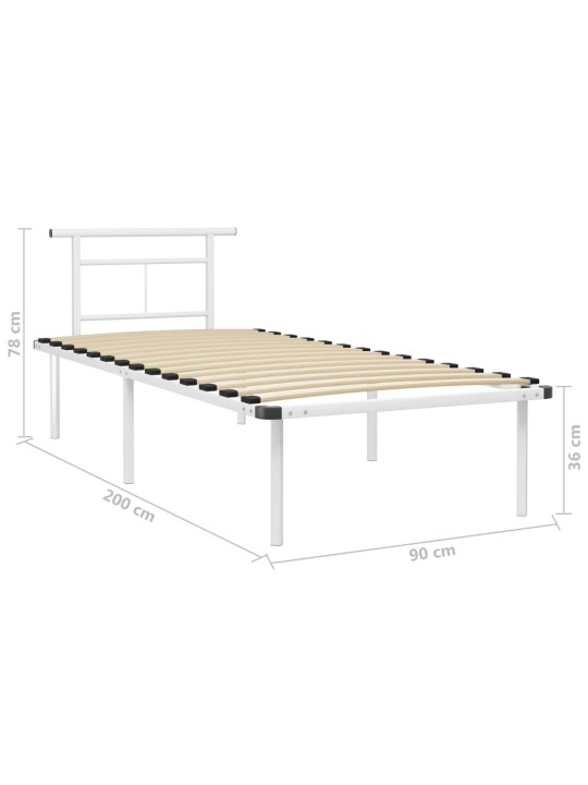 Sängynrunko valkoinen metalli 90x200 cm