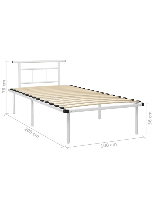 Sängynrunko valkoinen metalli 100x200 cm