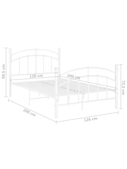 Sängynrunko valkoinen metalli 120x200 cm