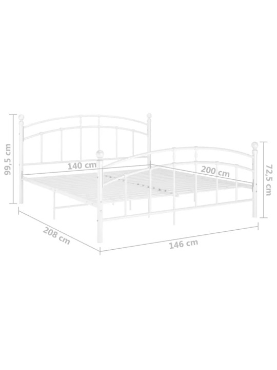 Sängynrunko valkoinen metalli 140x200 cm
