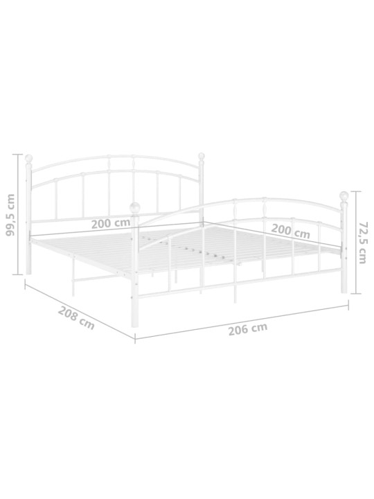 Sängynrunko valkoinen metalli 200x200 cm