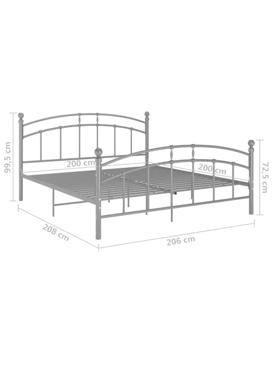 Sängynrunko harmaa metalli 200x200 cm
