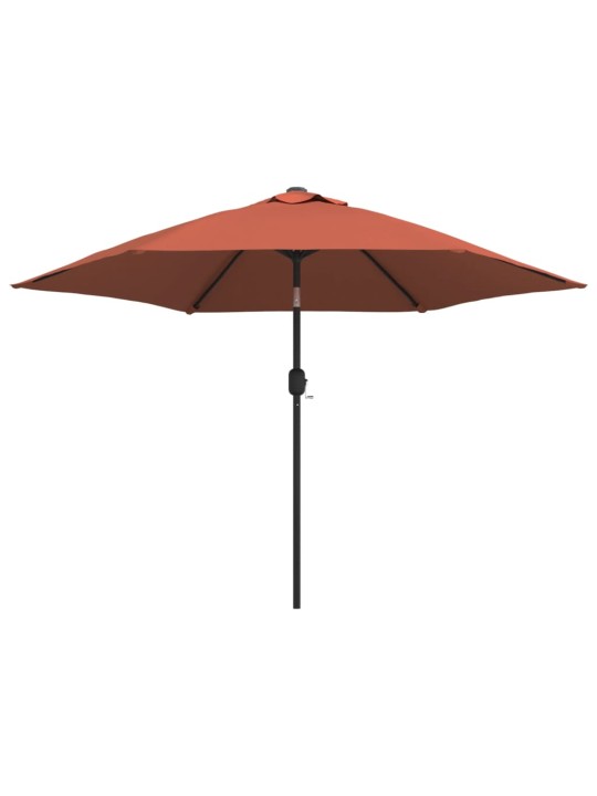 Puutarha-aurinkovarjo metallitolpalla terrakotta 300 cm