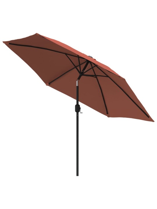 Puutarha-aurinkovarjo metallitolpalla terrakotta 300 cm