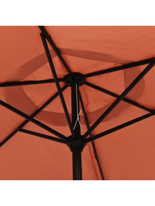 Puutarha-aurinkovarjo metallitolpalla terrakotta 300 cm