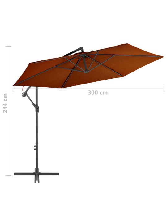 Riippuva aurinkovarjo alumiinipylväällä terrakotta 300 cm