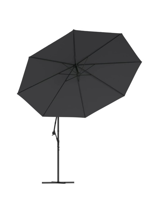 Aurinkovarjo cantilever led-valoilla 350 cm musta