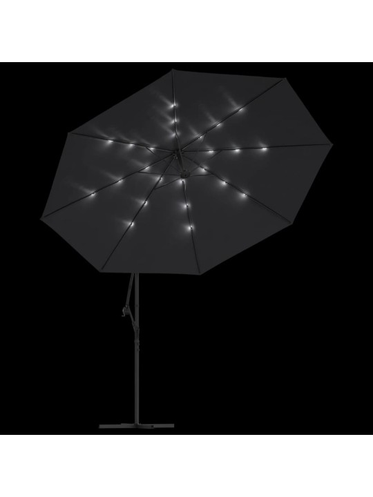 Aurinkovarjo cantilever led-valoilla 350 cm musta