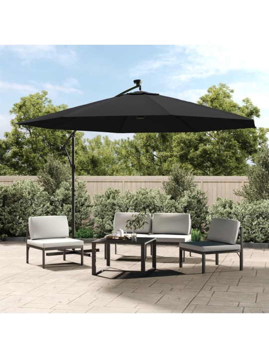 Aurinkovarjo cantilever led-valoilla 350 cm musta