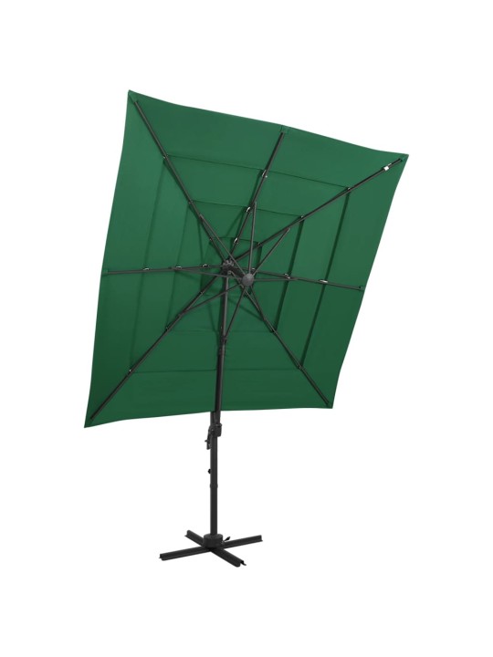 4-tasoinen aurinkovarjo alumiinitanko vihreä 250x250 cm