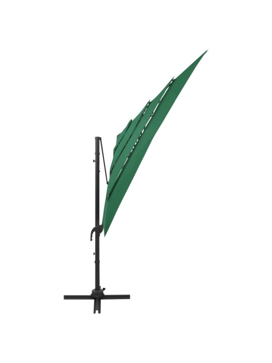 4-tasoinen aurinkovarjo alumiinitanko vihreä 250x250 cm