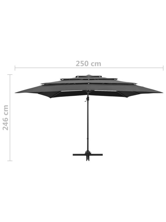 4-tasoinen aurinkovarjo alumiinitanko antrasiitti 250x250 cm