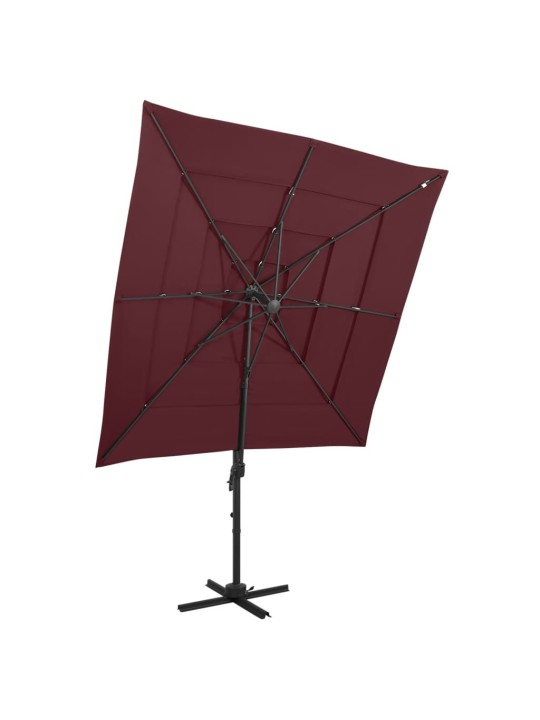 4-tasoinen Aurinkovarjo alumiinitanko viininpunainen 250x250 cm