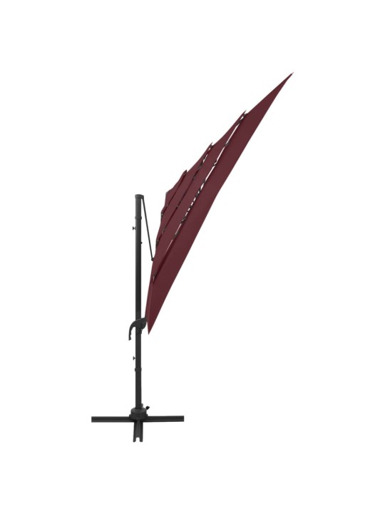 4-tasoinen Aurinkovarjo alumiinitanko viininpunainen 250x250 cm