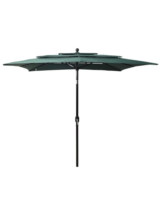 3-tasoinen aurinkovarjo alumiinitanko vihreä 2,5x2,5 m
