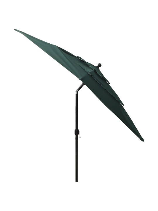 3-tasoinen aurinkovarjo alumiinitanko vihreä 2,5x2,5 m