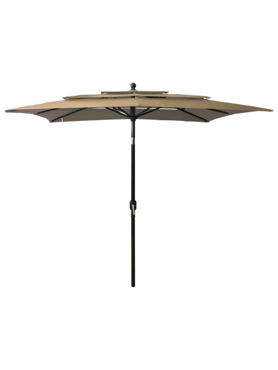 3-tasoinen aurinkovarjo alumiinitanko harmaanruskea 2,5x2,5 m