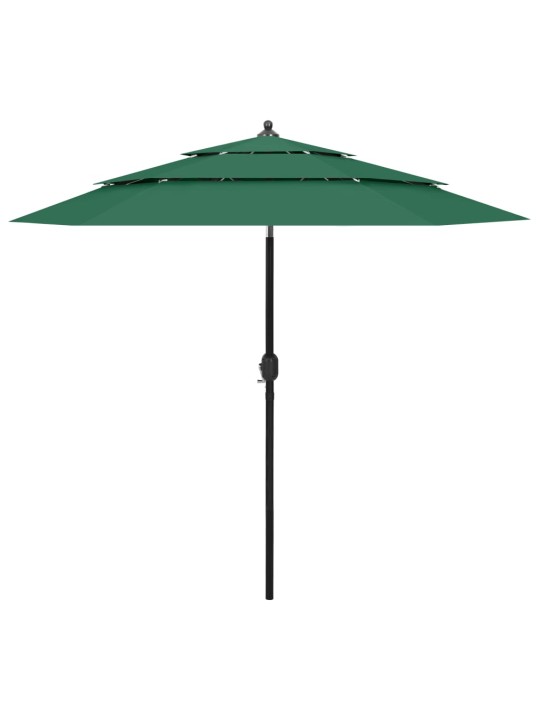 3-tasoinen aurinkovarjo alumiinitanko vihreä 2,5 m