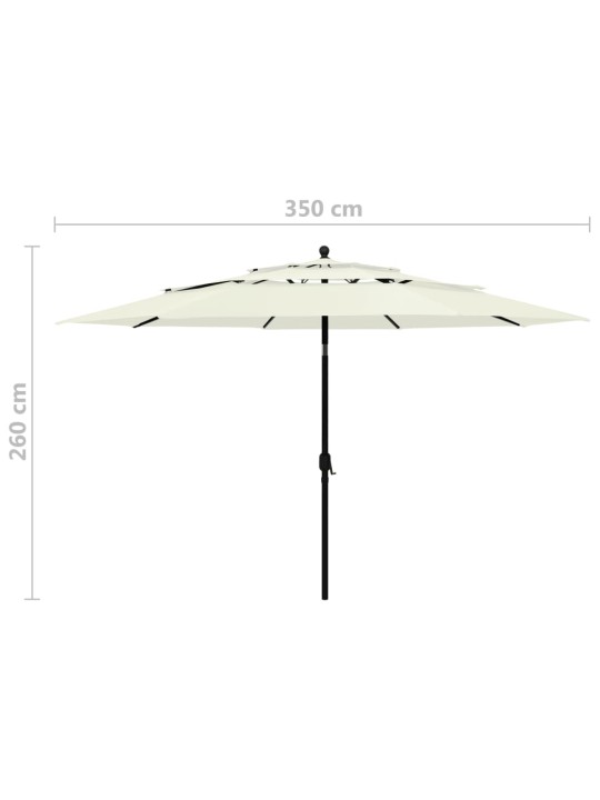 3-tasoinen aurinkovarjo alumiinitanko hiekka 3,5 m