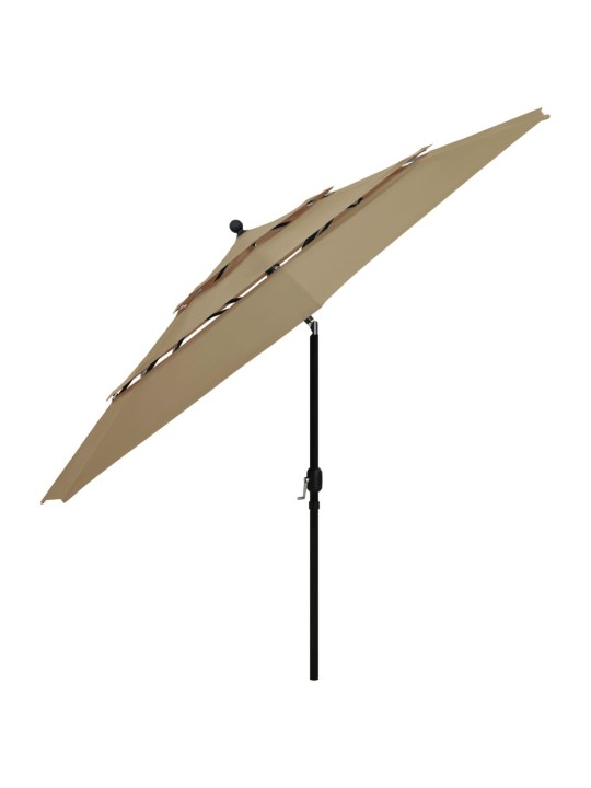 3-tasoinen aurinkovarjo alumiinitanko harmaanruskea 3,5 m