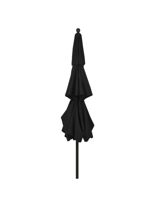3-tasoinen aurinkovarjo alumiinitanko musta 3,5 m