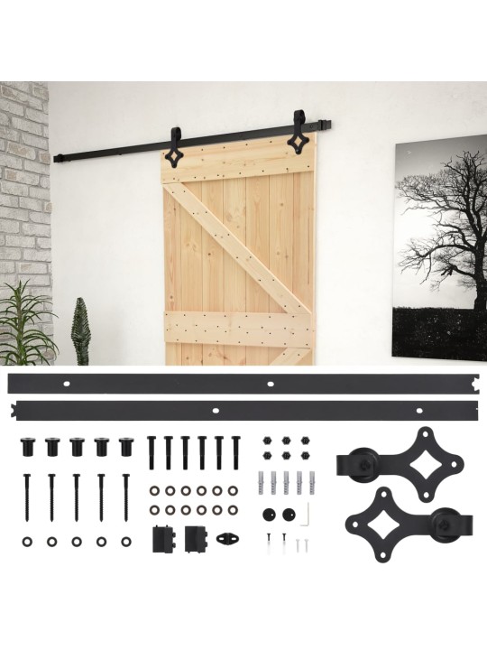 Liukuovi asennustarvikkeineen 90x210 cm täysi mänty