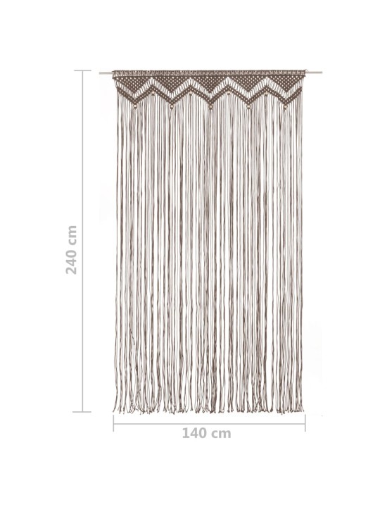 Macrame verho harmaanruskea 140x240 cm puuvilla