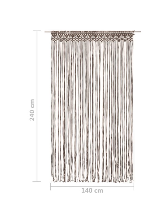 Macrame verho harmaanruskea 140x240 cm puuvilla