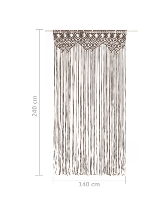 Macrame verho harmaanruskea 140x240 cm puuvilla