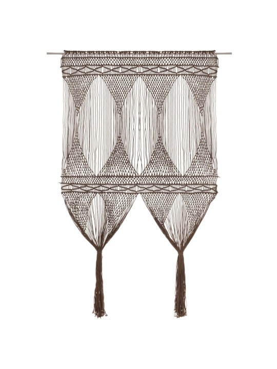 Macrame verho harmaanruskea 140x240 cm puuvilla