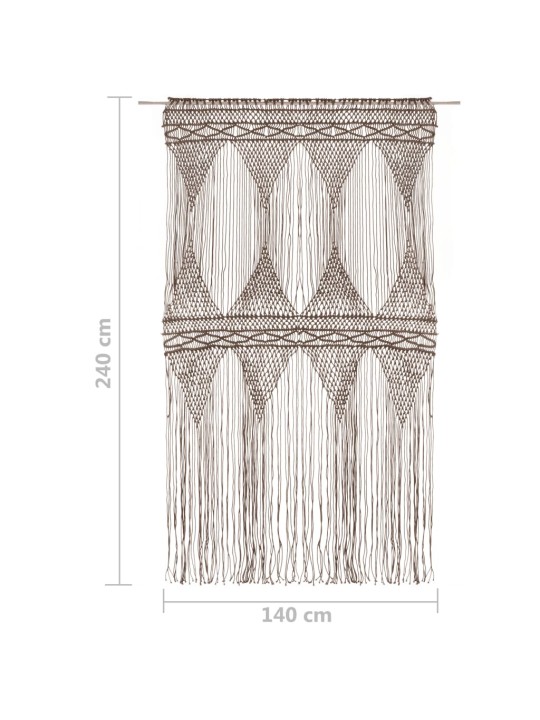 Macrame verho harmaanruskea 140x240 cm puuvilla