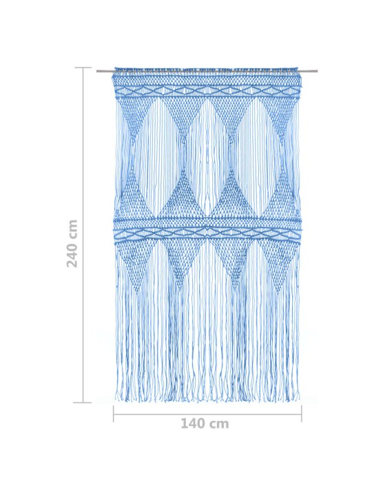 Macrame verho sininen 140x240 cm puuvilla