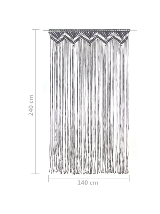 Macrame verho antrasiitti 140x240 cm puuvilla