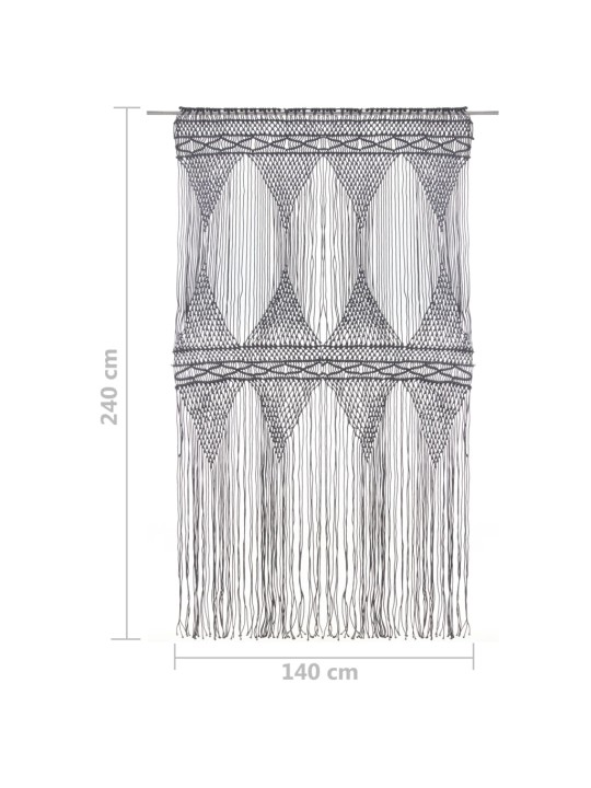 Macrame verho antrasiitti 140x240 cm puuvilla