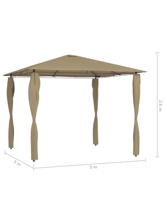 Huvimaja tolppasuojilla 3x3x2,6 m harmaanruskea 160 g/m²