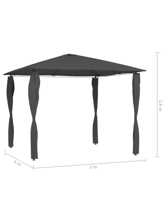 Huvimaja tolppasuojilla 3x3x2,6 m antrasiitti 160 g/m²