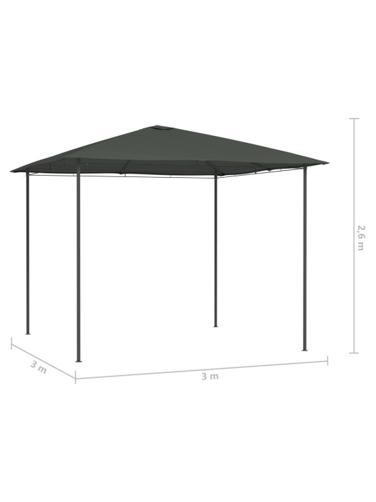 Huvimaja 3x3x2,6 m antrasiitti 160 g/m²