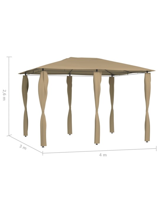 Huvimaja sivuseinillä 3x4x2,6 m harmaanruskea 160 g/m²