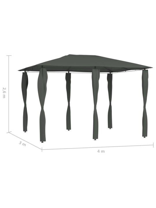 Huvimaja sivuseinillä 3x4x2,6 m antrasiitti 160 g/m²